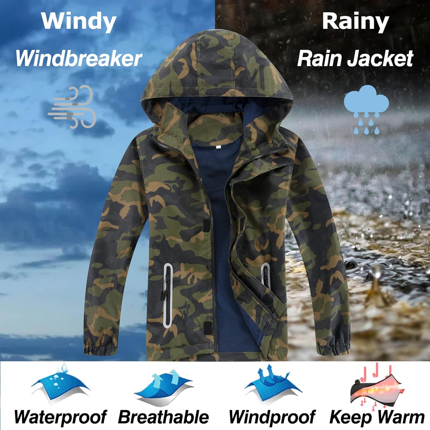 Waterproof Kids jackets Toddler raincoat with hood windbreaker jacket