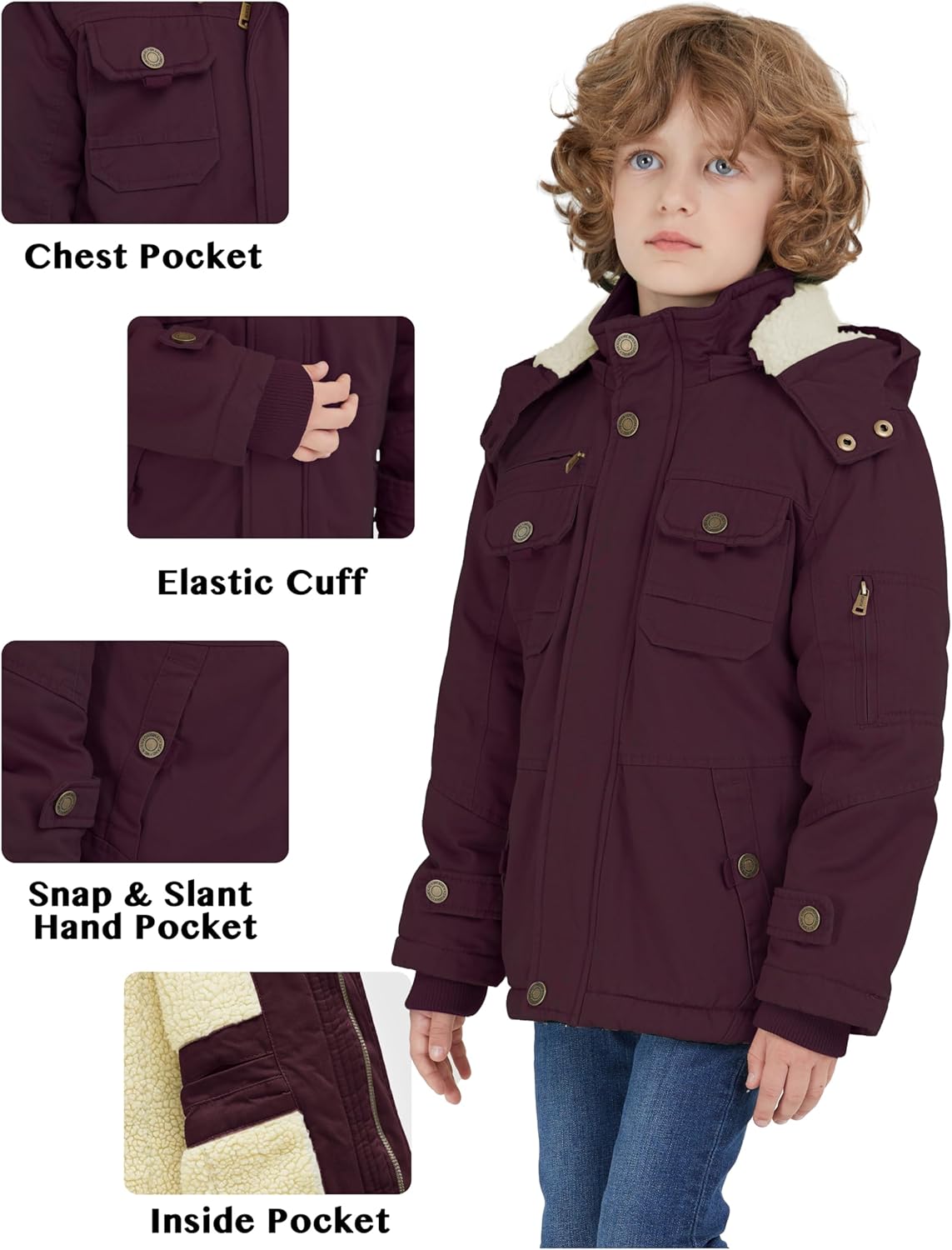 WenVen Boys Winter Sherpa jacket - Warm Insulated
