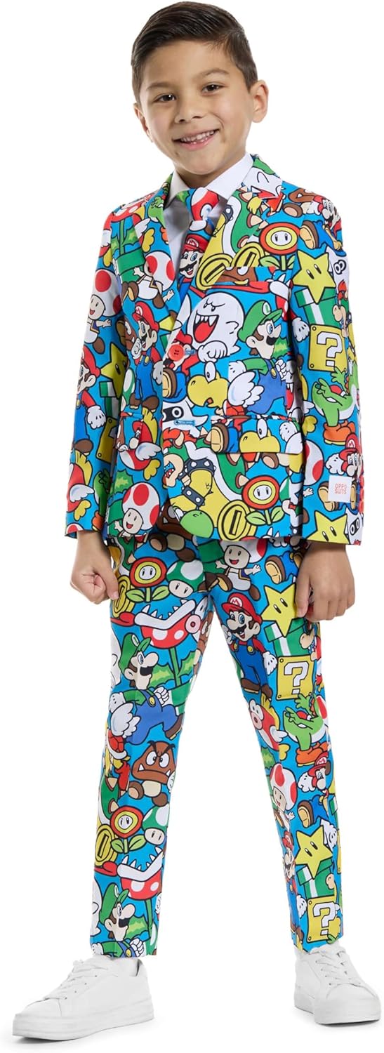 OPPOSUITS Boys Super Mario Outfit Nintendo Party Suit
