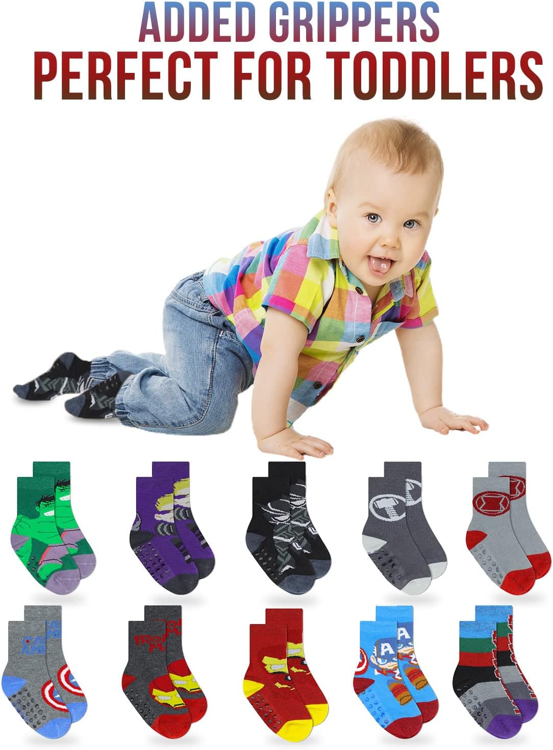 Marvel Spiderman Grip Socks Toddler Boys Back-to-School and Winter