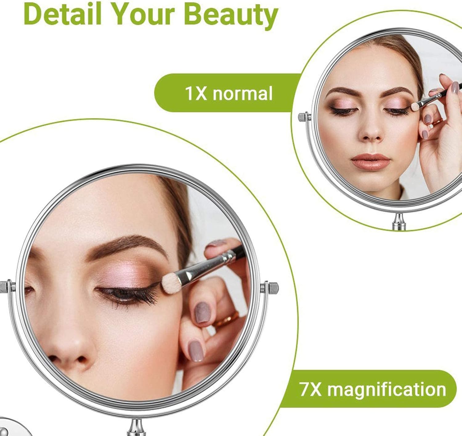 Magnifying Double-Sided Wall-Mounted Mirror w 7X-8X Magnification