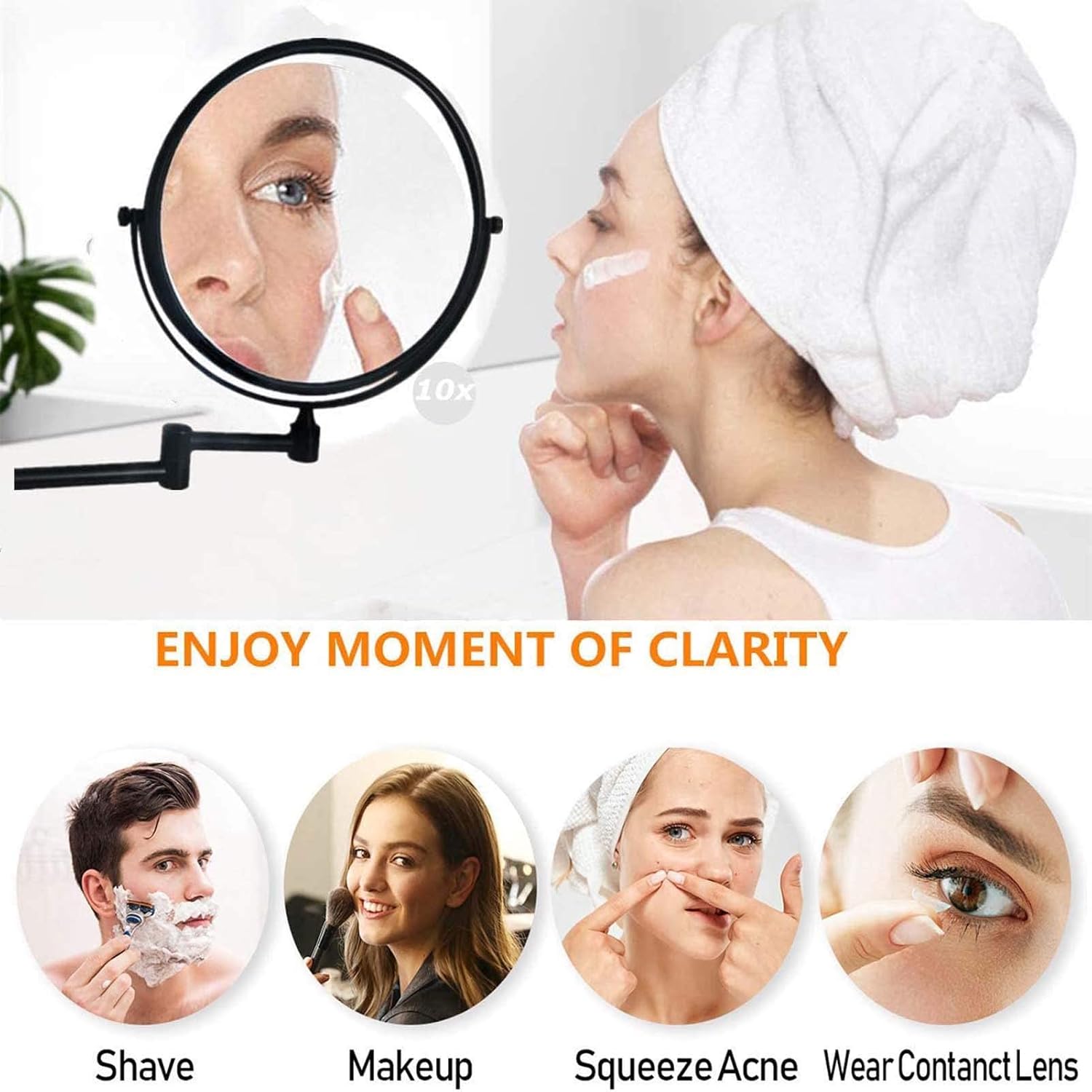DEIHGE 8-Inch Double-Sided Wall-Mounted Makeup Mirror