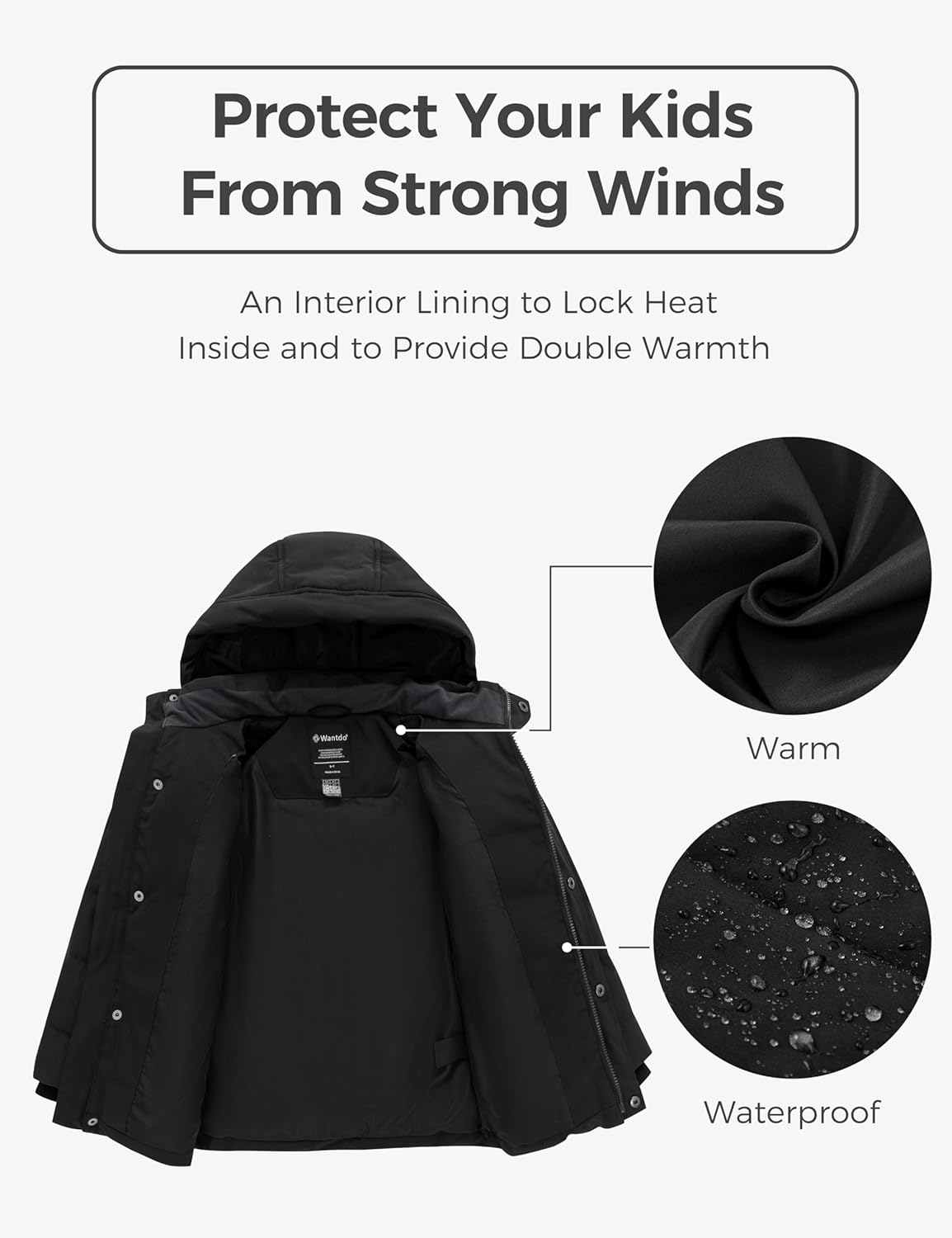 WANTDO Boys Waterproof Puffer Jacket with Hood - Stay warm dry all season long