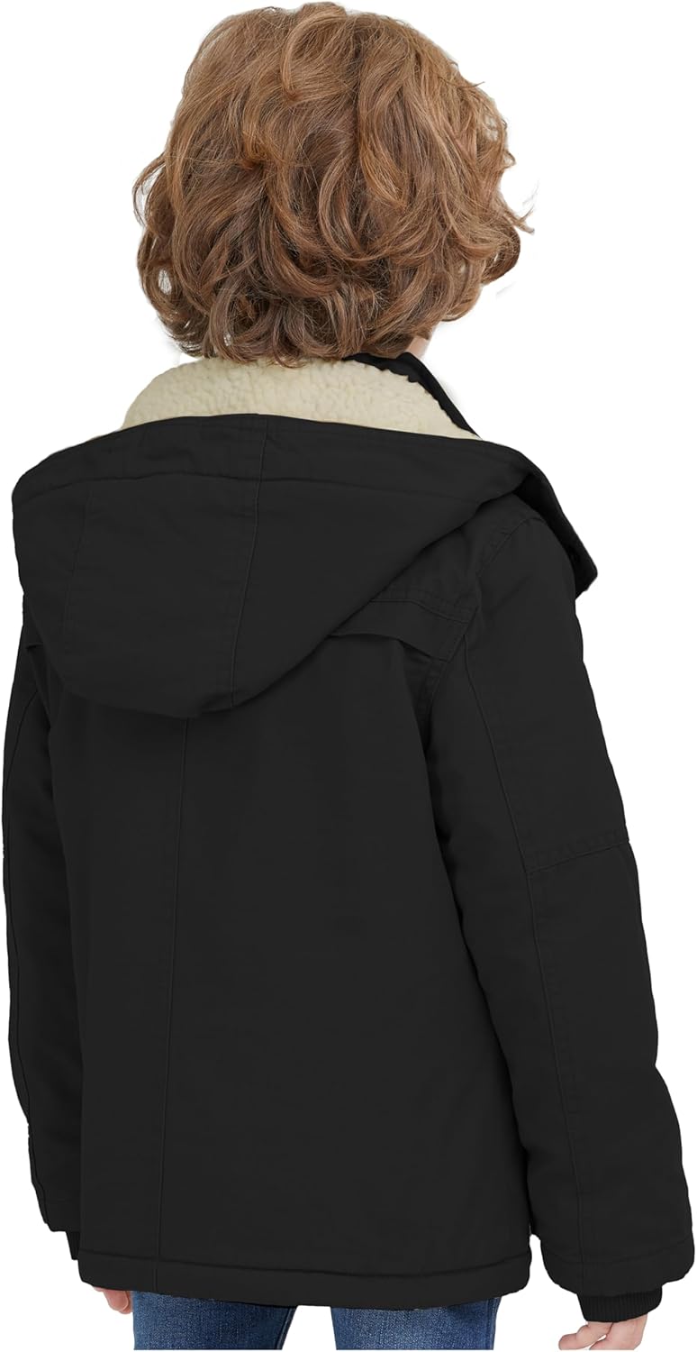WenVen Boys Winter Thicken Cotton Coat with Sherpa Lining