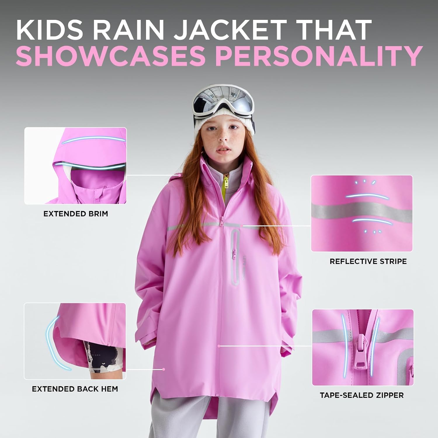 HAPPY NOCNOC Waterproof Kids Rain Jacket