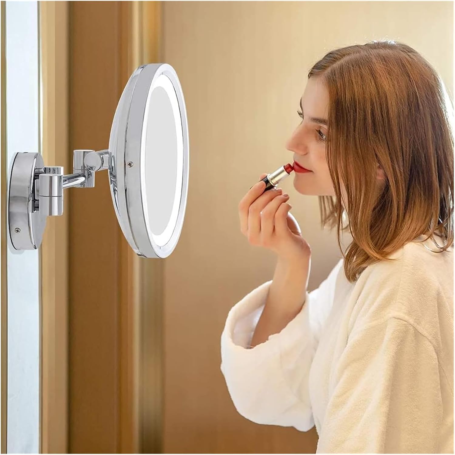 Touch Dimming LED Makeup Mirror with 10X Magnification