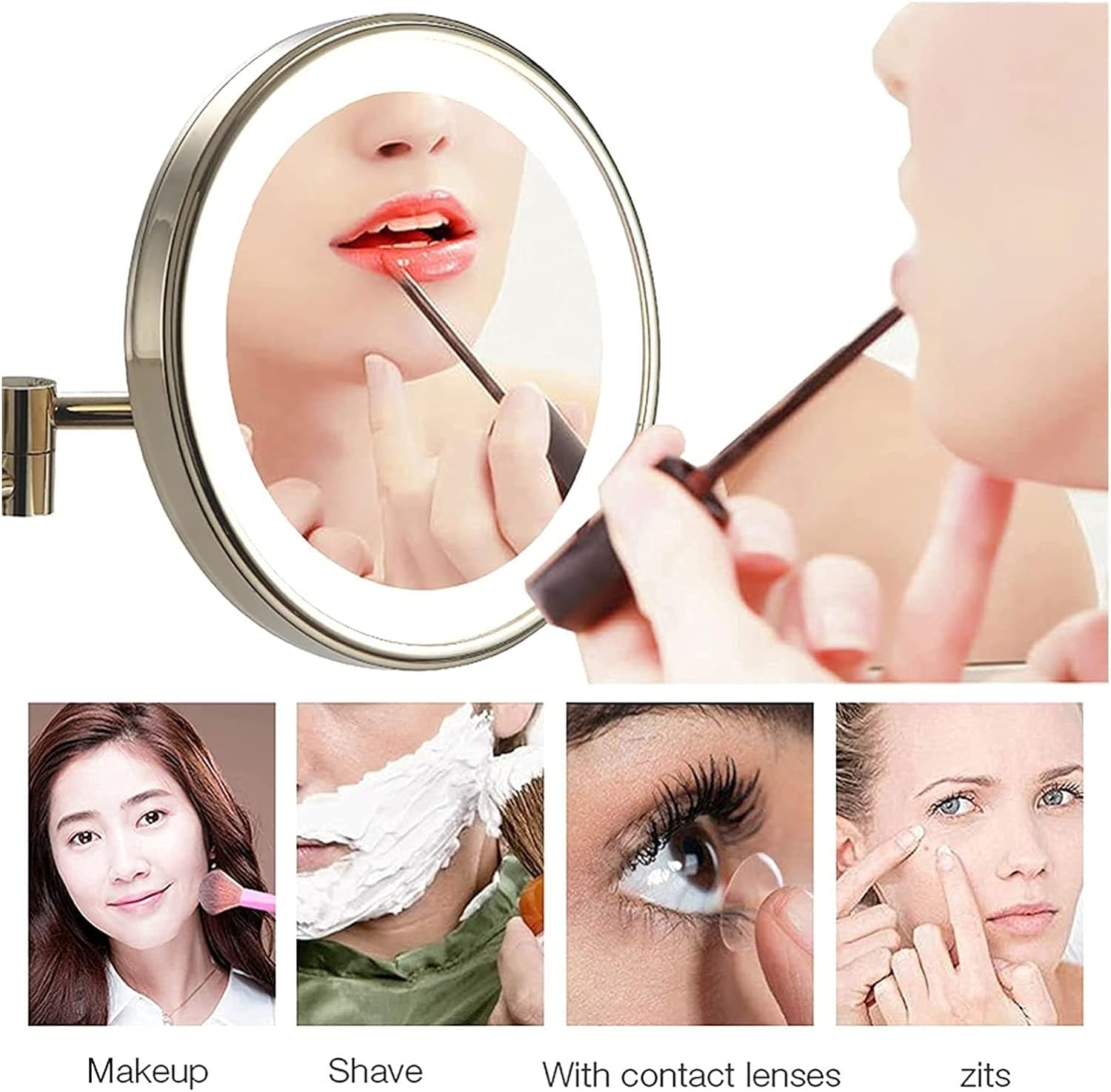Magnifying Wall Mirror with LCD Lights