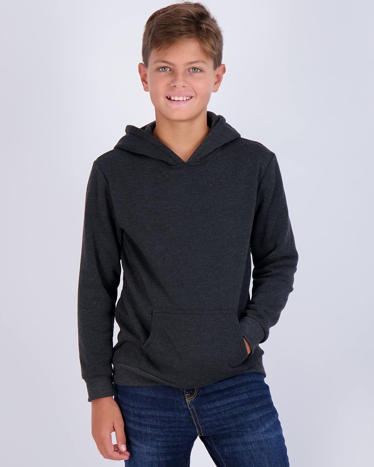 Real Essentials 3 Pack Youth Fleece Hoodie Sweatshirt for Boys Girls