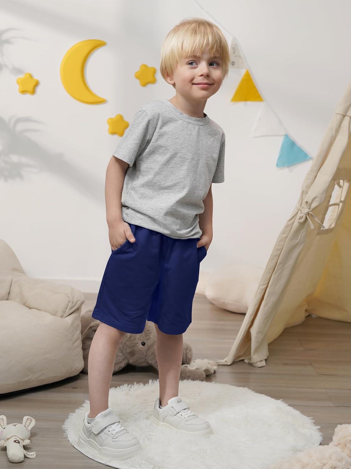 Resinta 3-Pack Toddler Boys Cotton Shorts with Drawstring