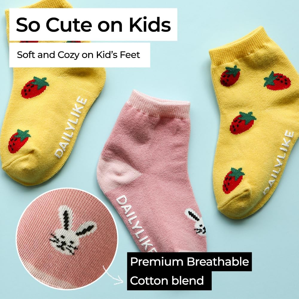 Dailylike Anti-Slip Grip Socks for Babies and Kids 6 Pairs