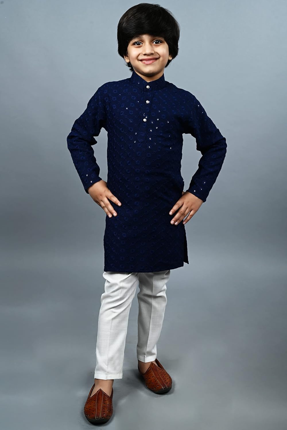 AHHAAAA Boys Sequin Kurta Set