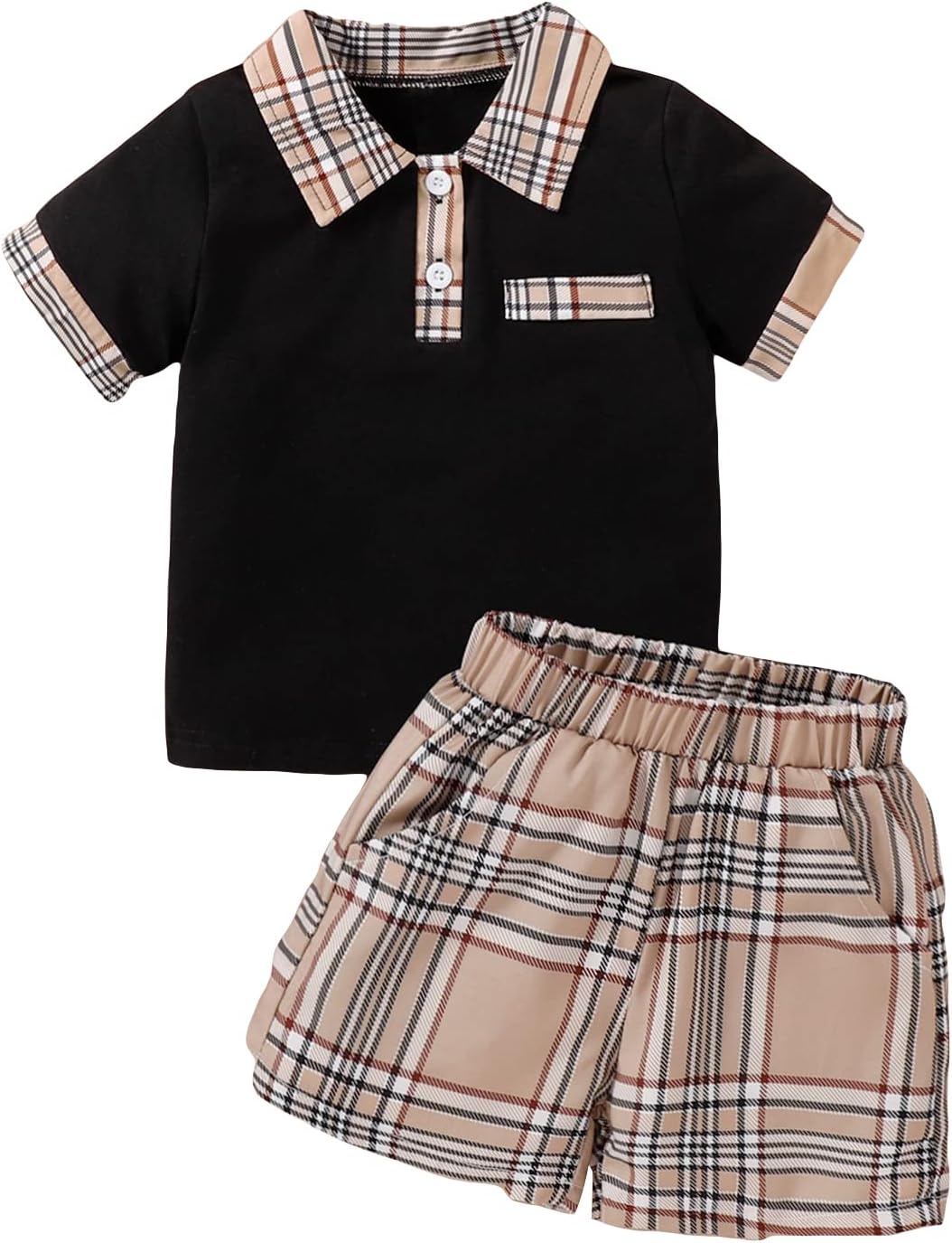 WDIRARA Toddler Boy Plaid 2 Piece Outfit