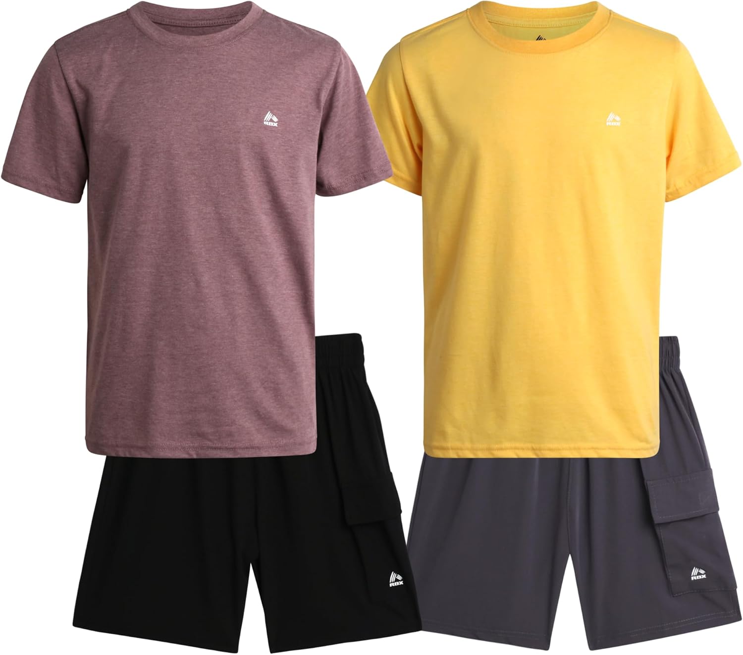 RBX Boys Active Shorts Set 4-Piece Summer Active Clothing Set
