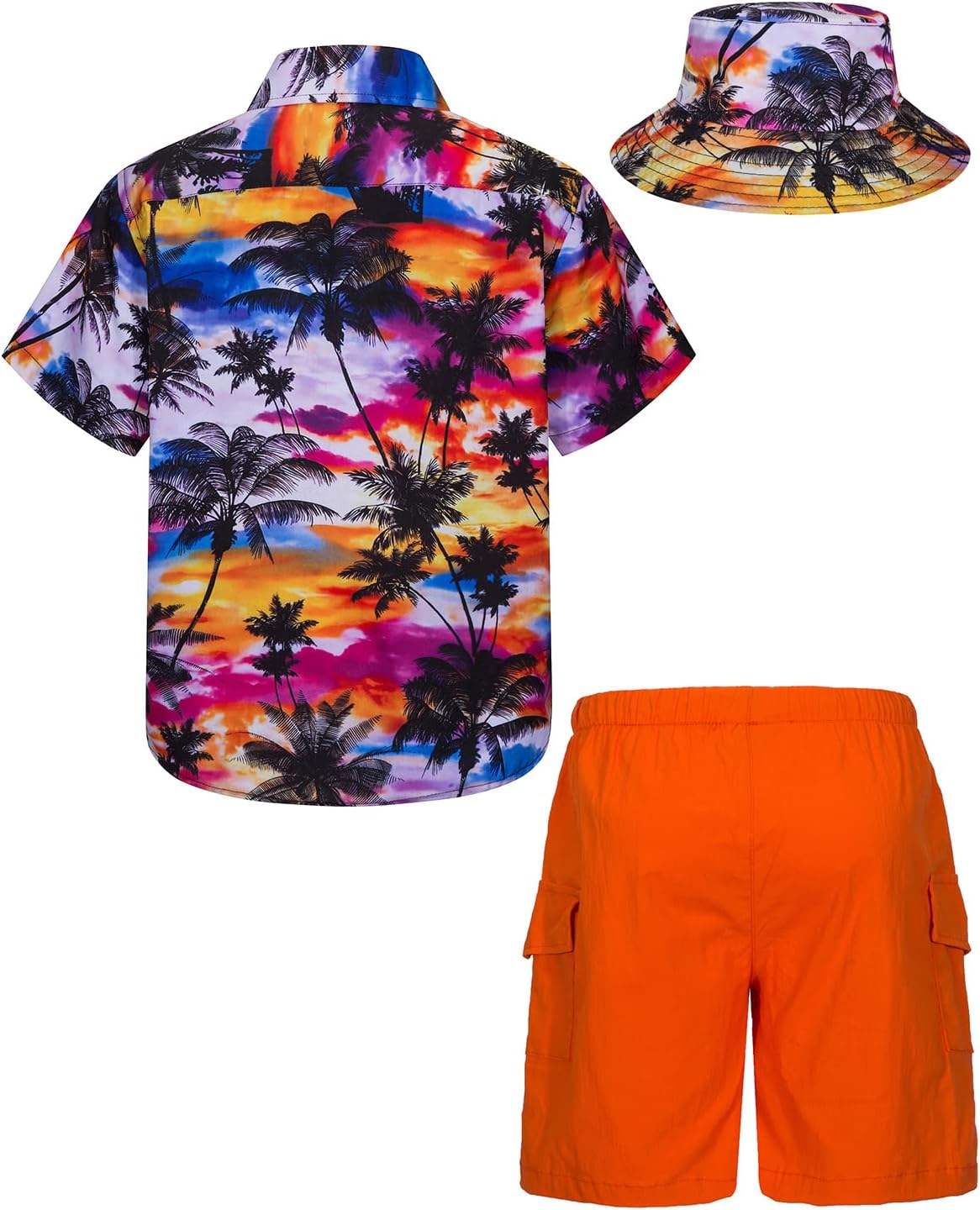 boys Hawaiian Shirt Short Set Bucket Hat