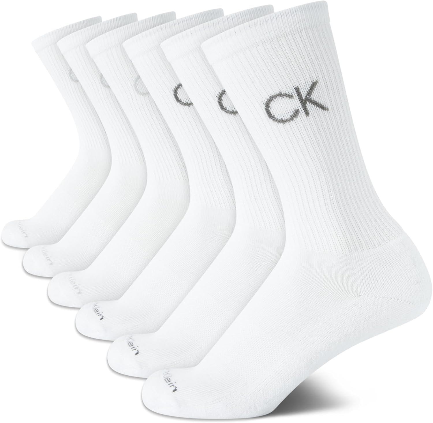 Calvin Klein Boys Crew Socks 6 Pack Stretch Comfort Mid Calf