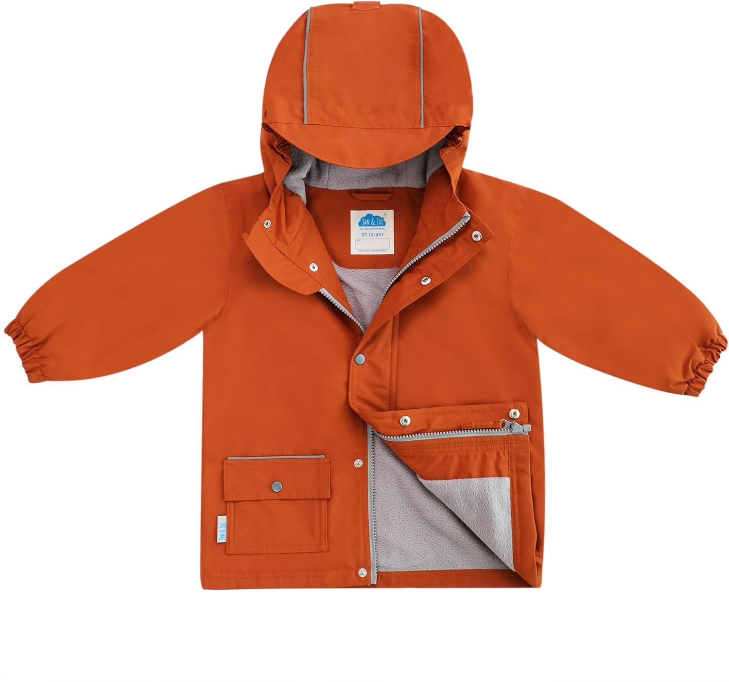 JAN JUL Waterproof Fleece Lined Rain Jacket for Kids
