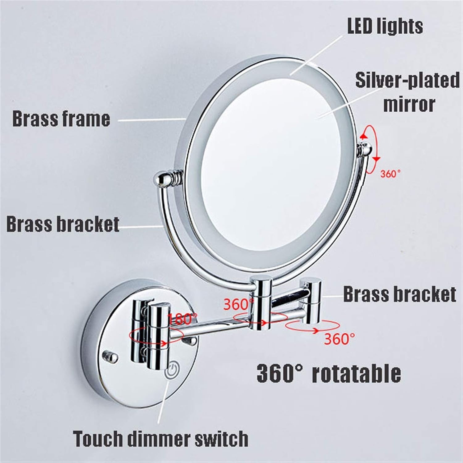 FUDGIO Makeup Mirror Extendable 360 Rotation Perfect for Beauty