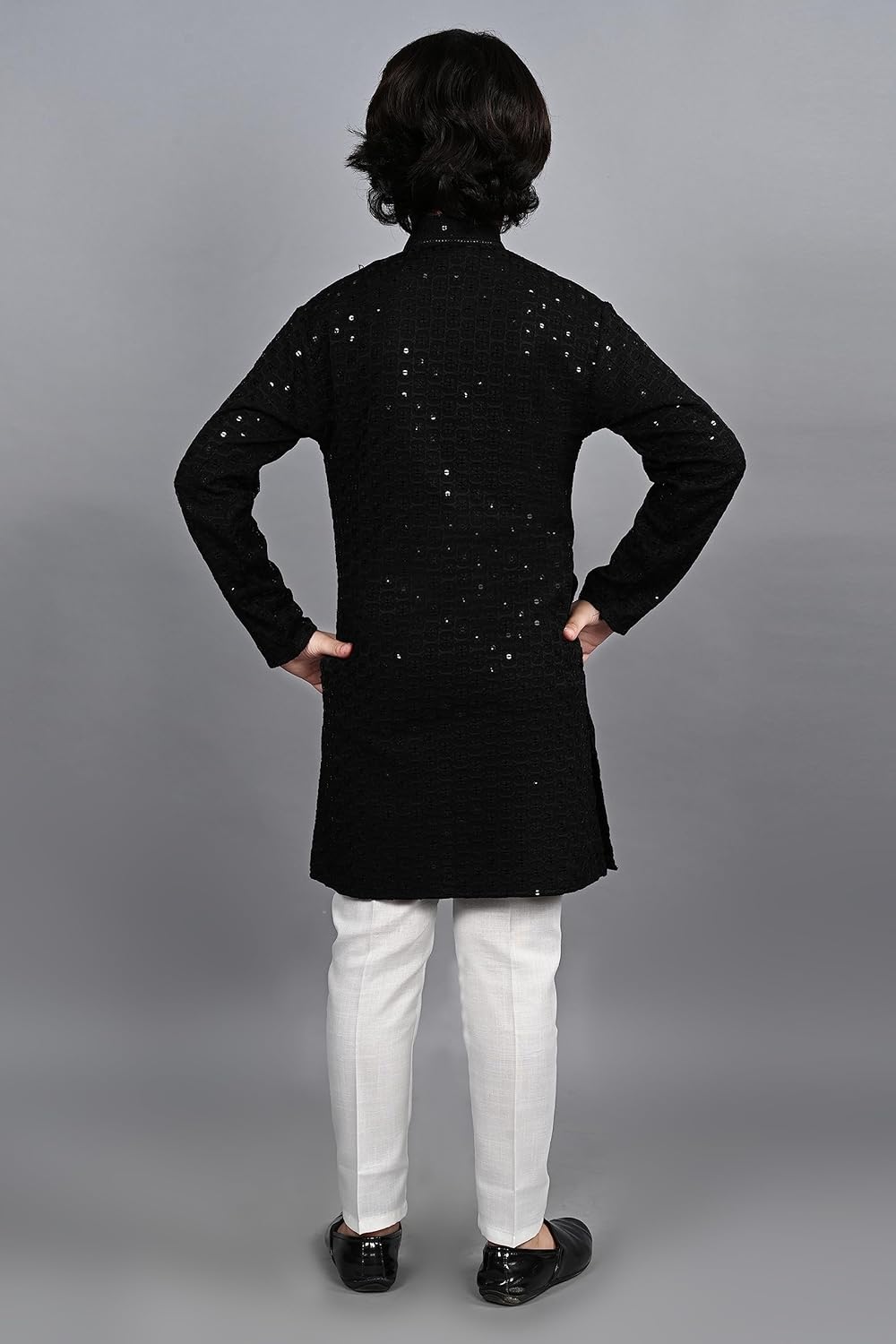 AHHAAAA Kids Indian Ethnic Full Sequin Embroidery Stitching Kurta Pajama Set