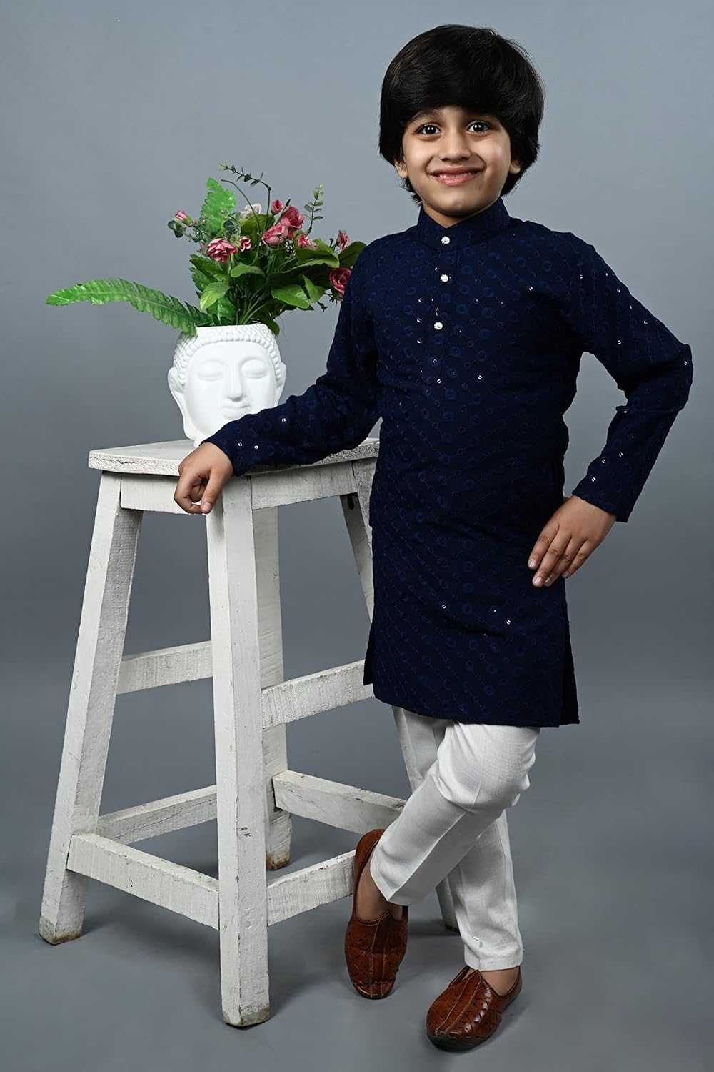 AHHAAAA Boys Sequin Kurta Set
