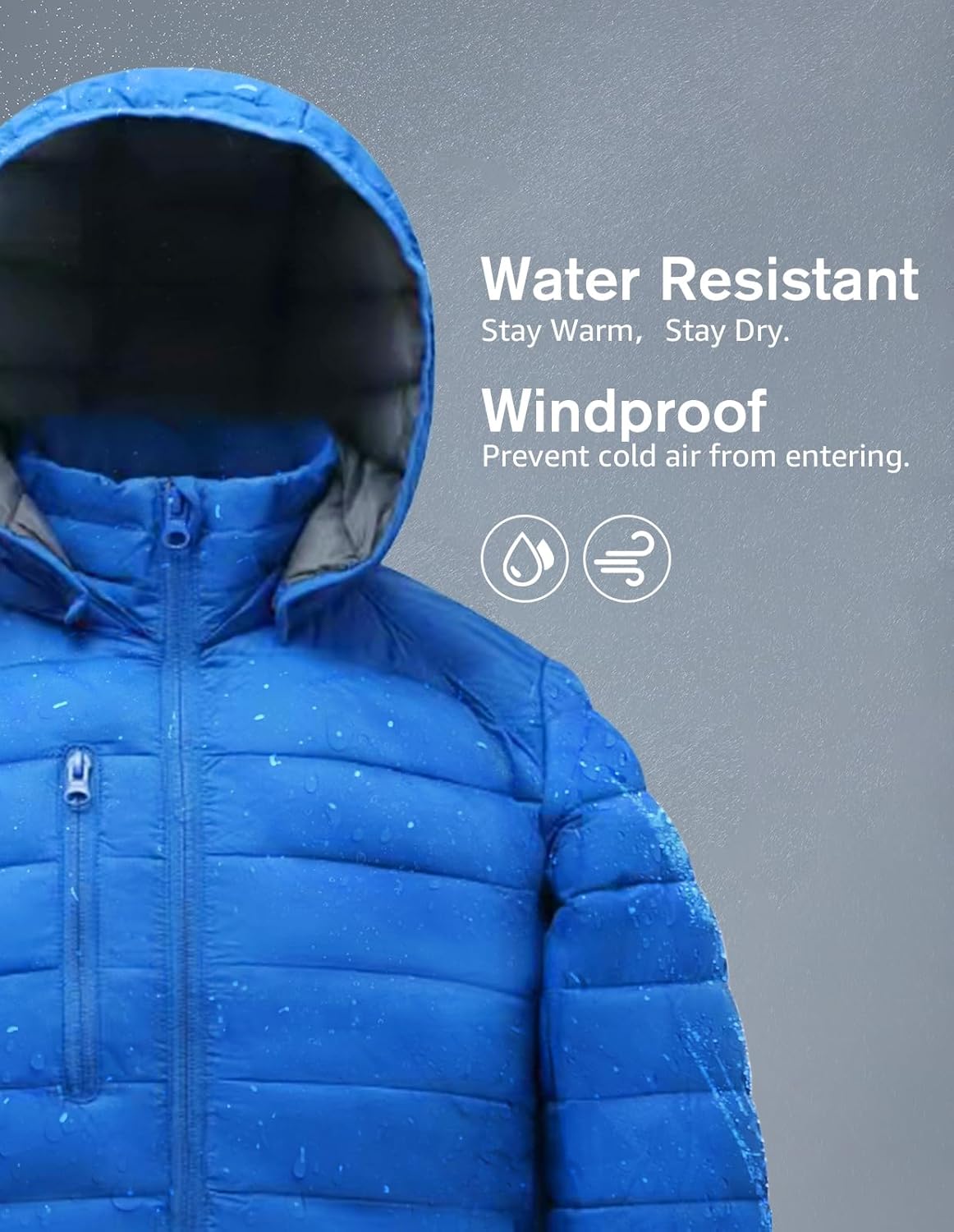 Weather-Resistant Puffer Jacket Lightweight Warm Easy to Carry