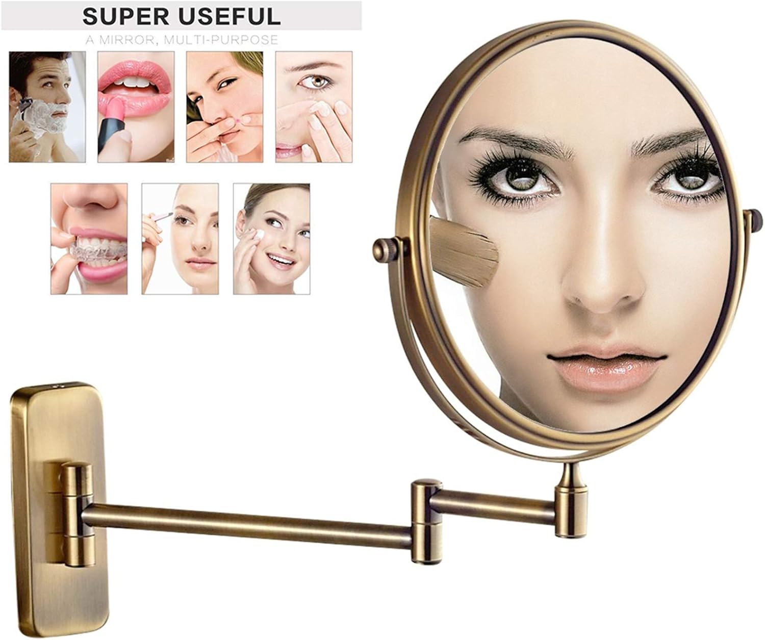 Wall-Mounted Makeup Mirror with Swivel Design