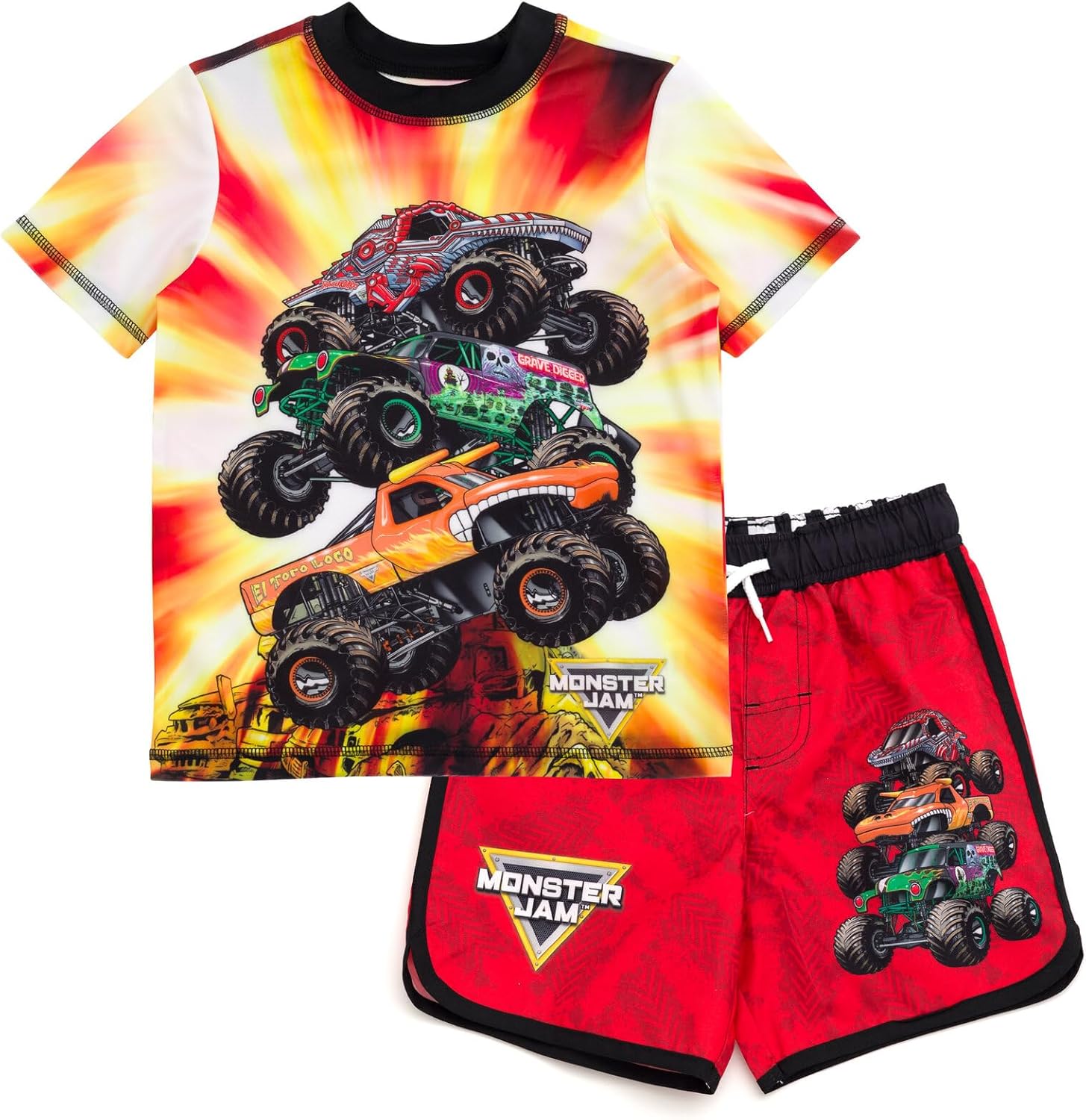Monster Jam UPF 50 Toddler Boys Swim Outfit Set