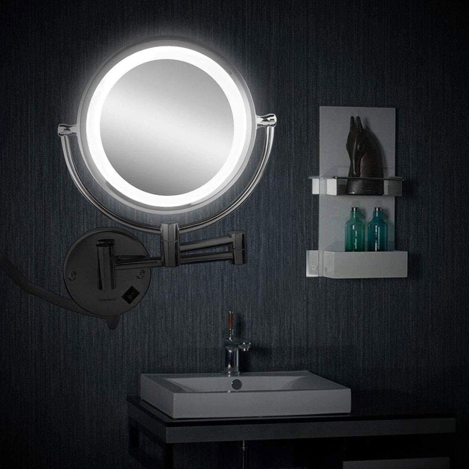 Compact 10X Makeup Mirror with Built-in Lights and Swivel Design