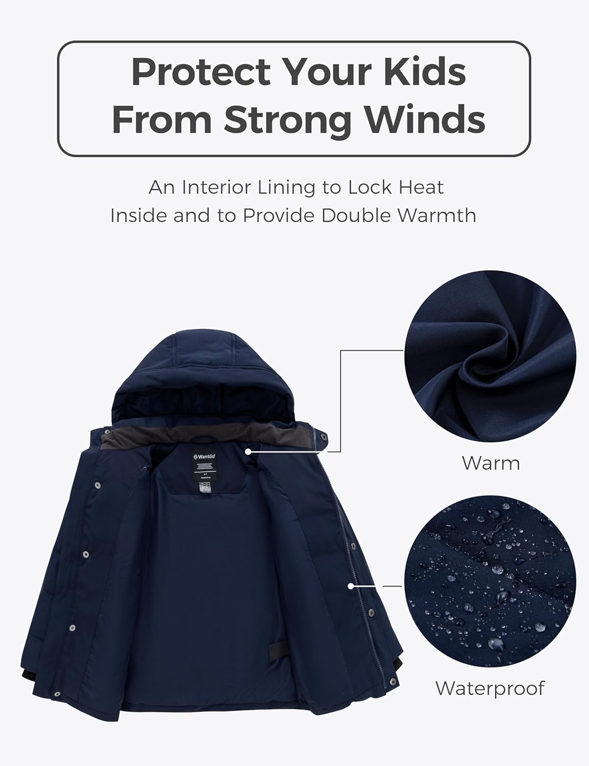 Warm Waterproof Puffer Jacket for Boys with Hood