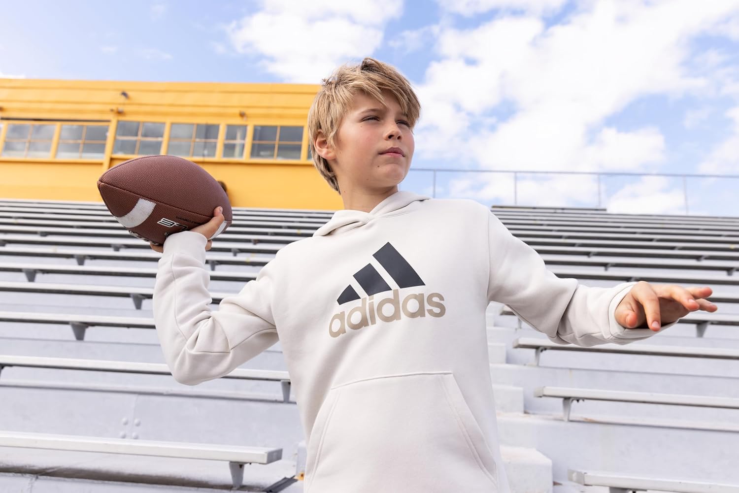 Adidas Boys Long Sleeve Fleece Pullover Hoodie
