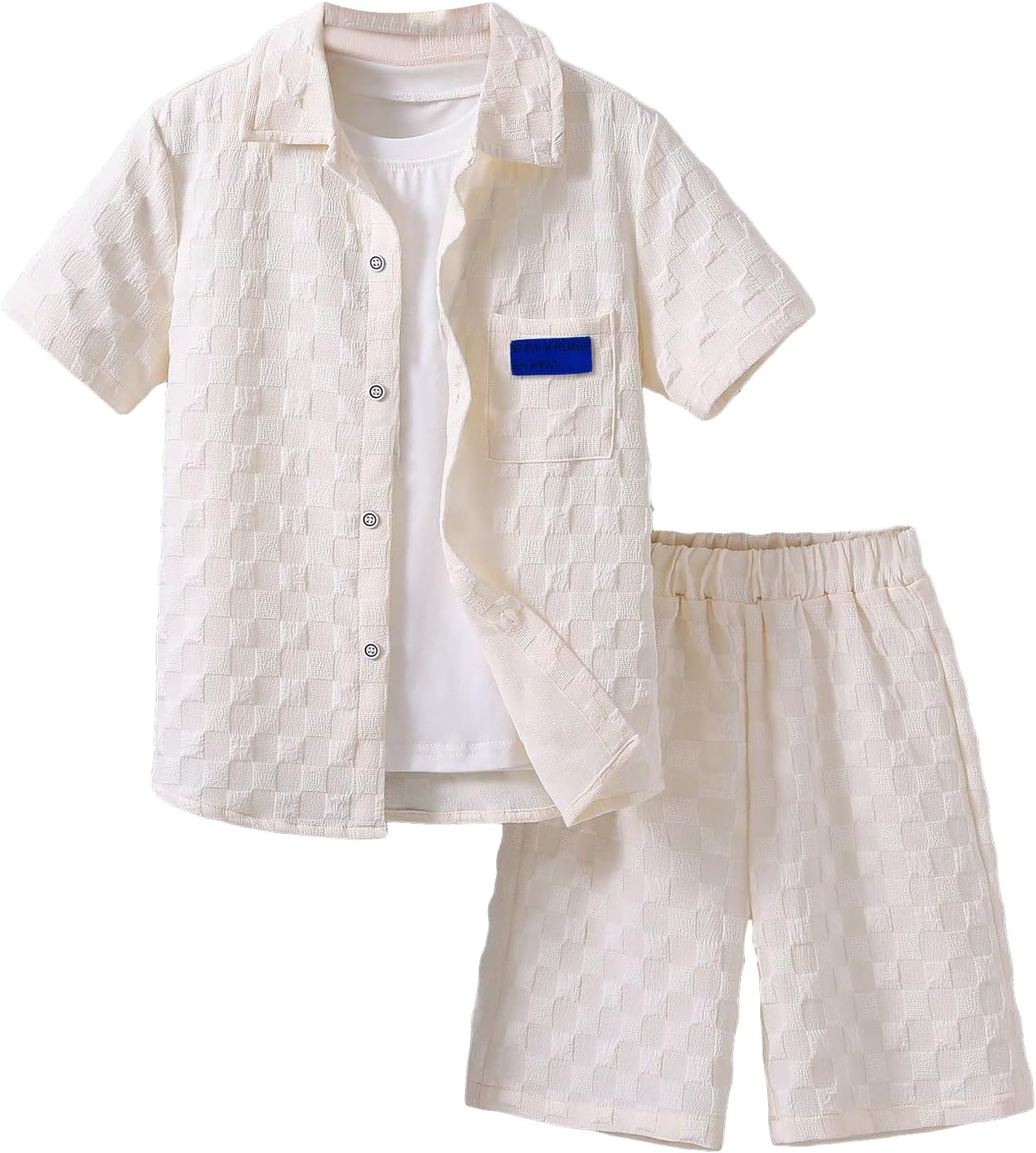 Perfect for the day Soft textured-shirt set for boys