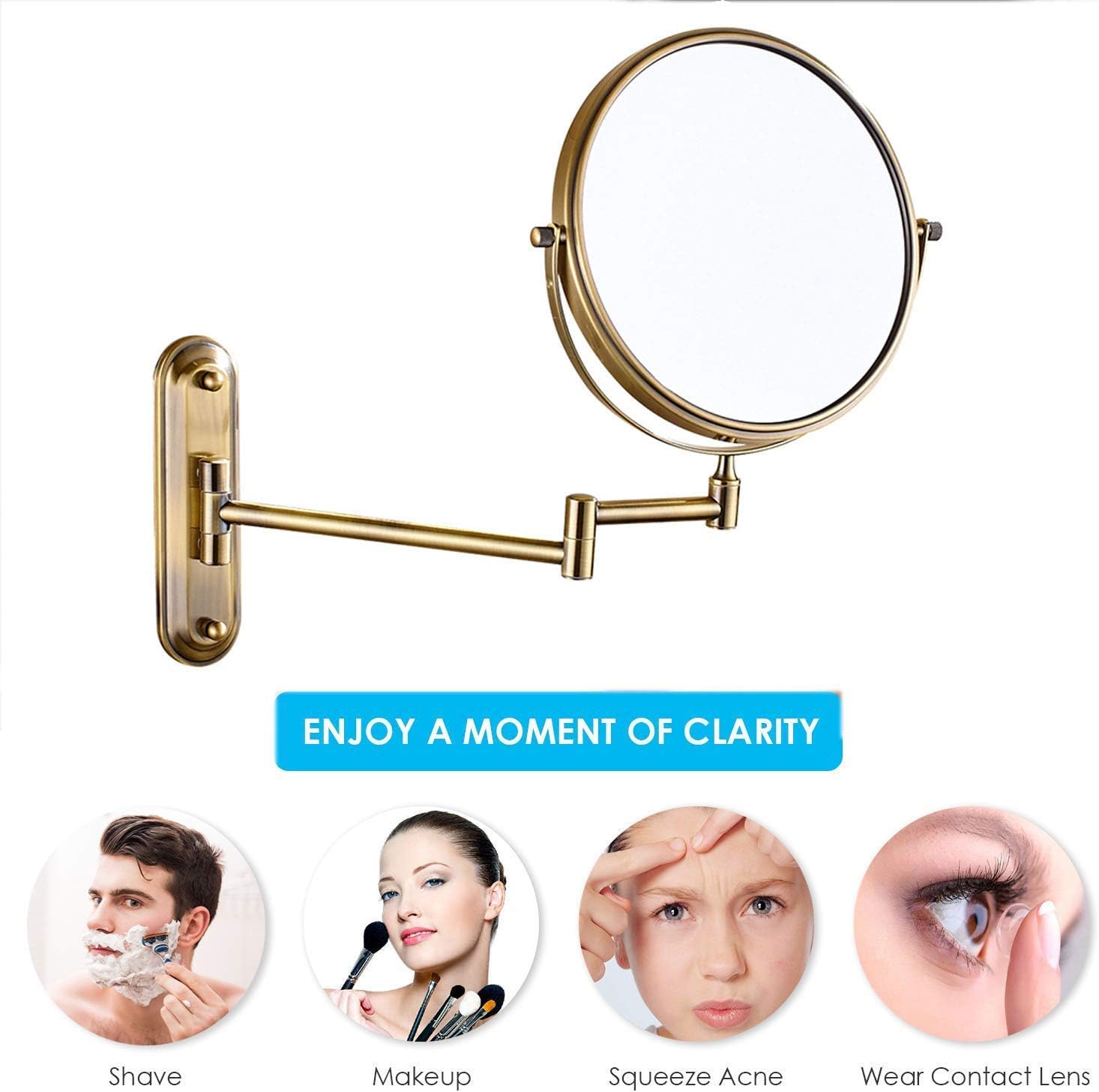 Wall-Mounted Makeup Mirror with 360-Degree Swivel