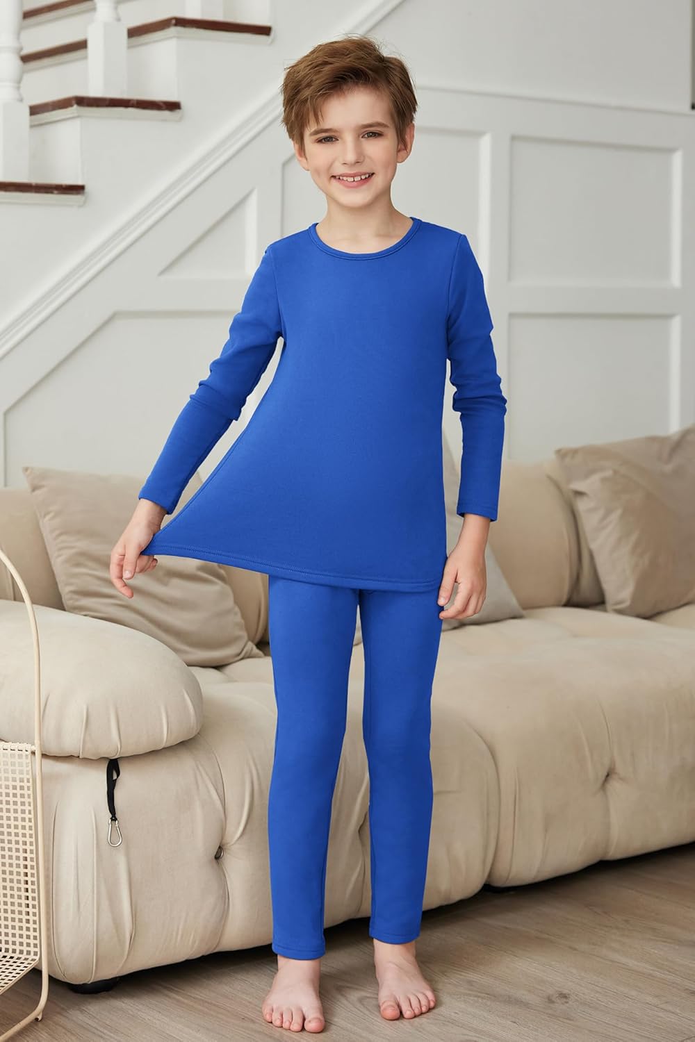 Arshiner Boys Thermal Underwear Set - Warm Fleece Long Johns for Winter