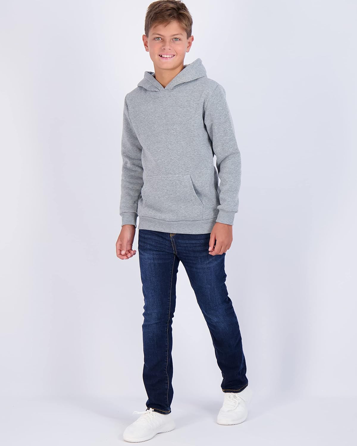 Real Essentials 3-Pack Youth Fleece Long Sleeve Soft Pullover Hoodie - Boys Girls
