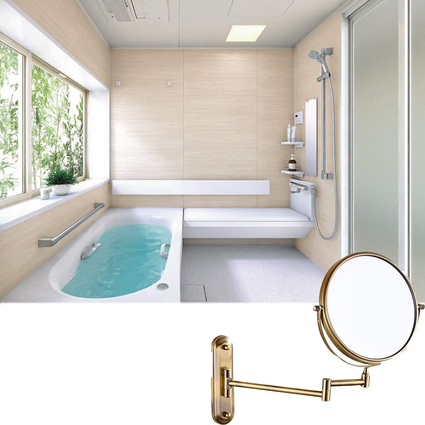 Wall-Mounted Makeup Mirror with 360-Degree Swivel