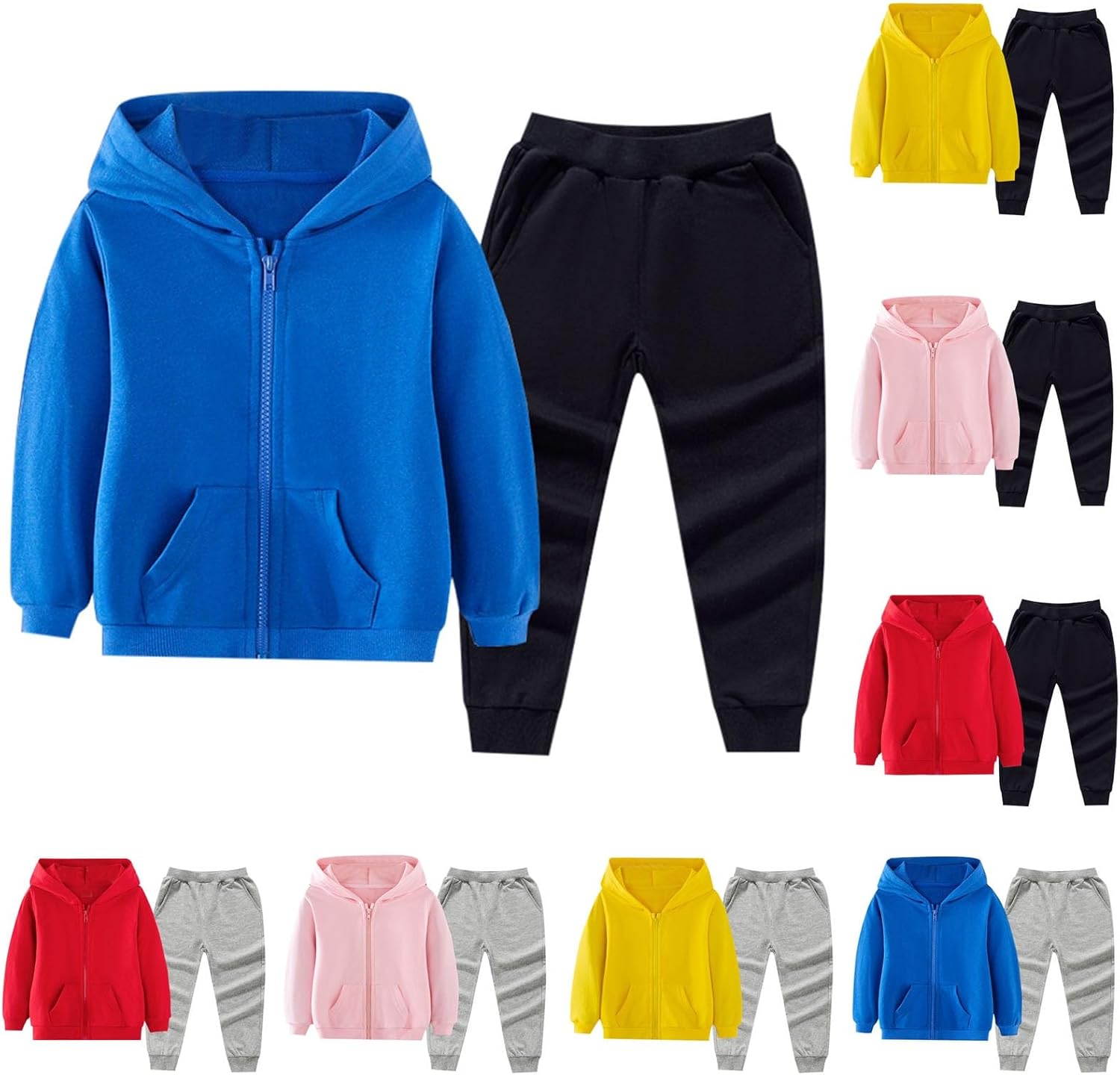 2-Piece Solid Color Tracksuits for Kids