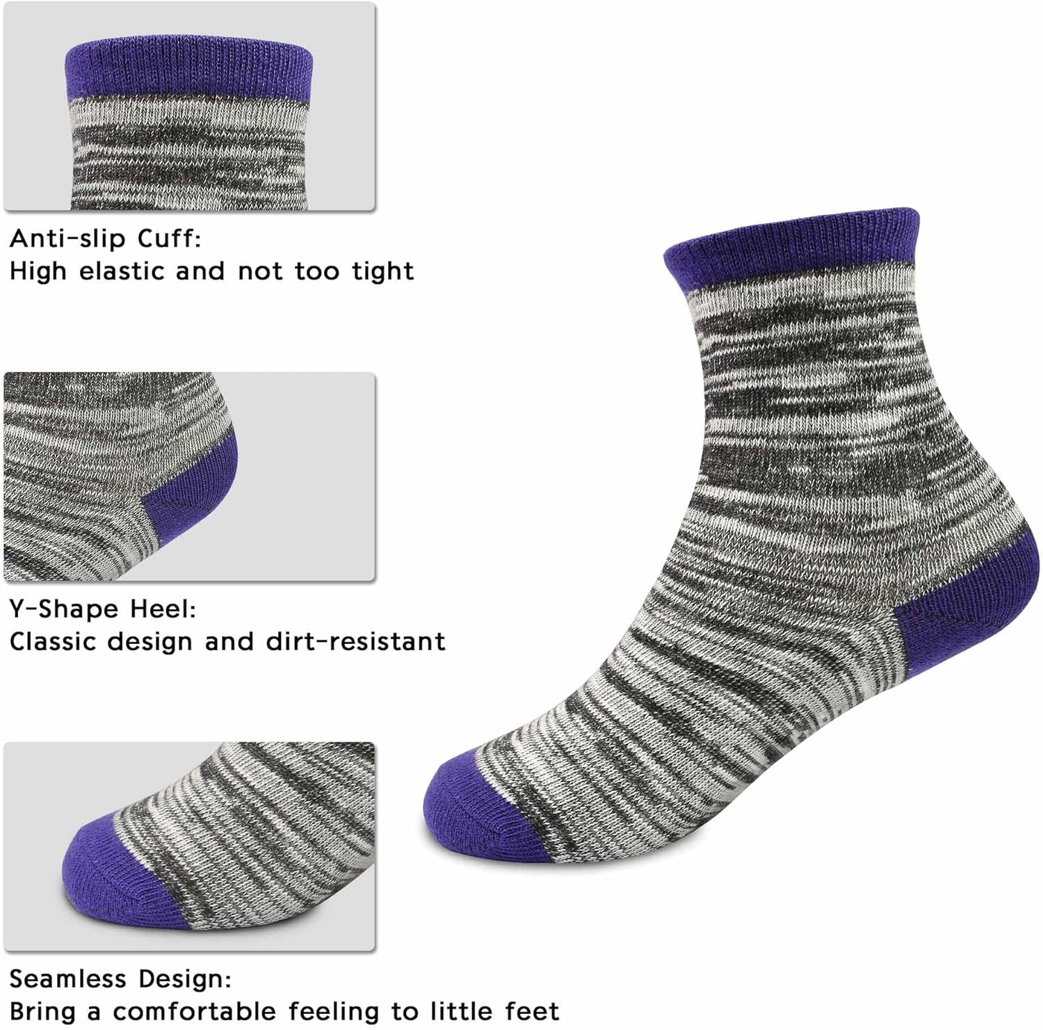 Kids Socks Toddler Crew Socks Boys Girls - Breathable Comfy and Durable