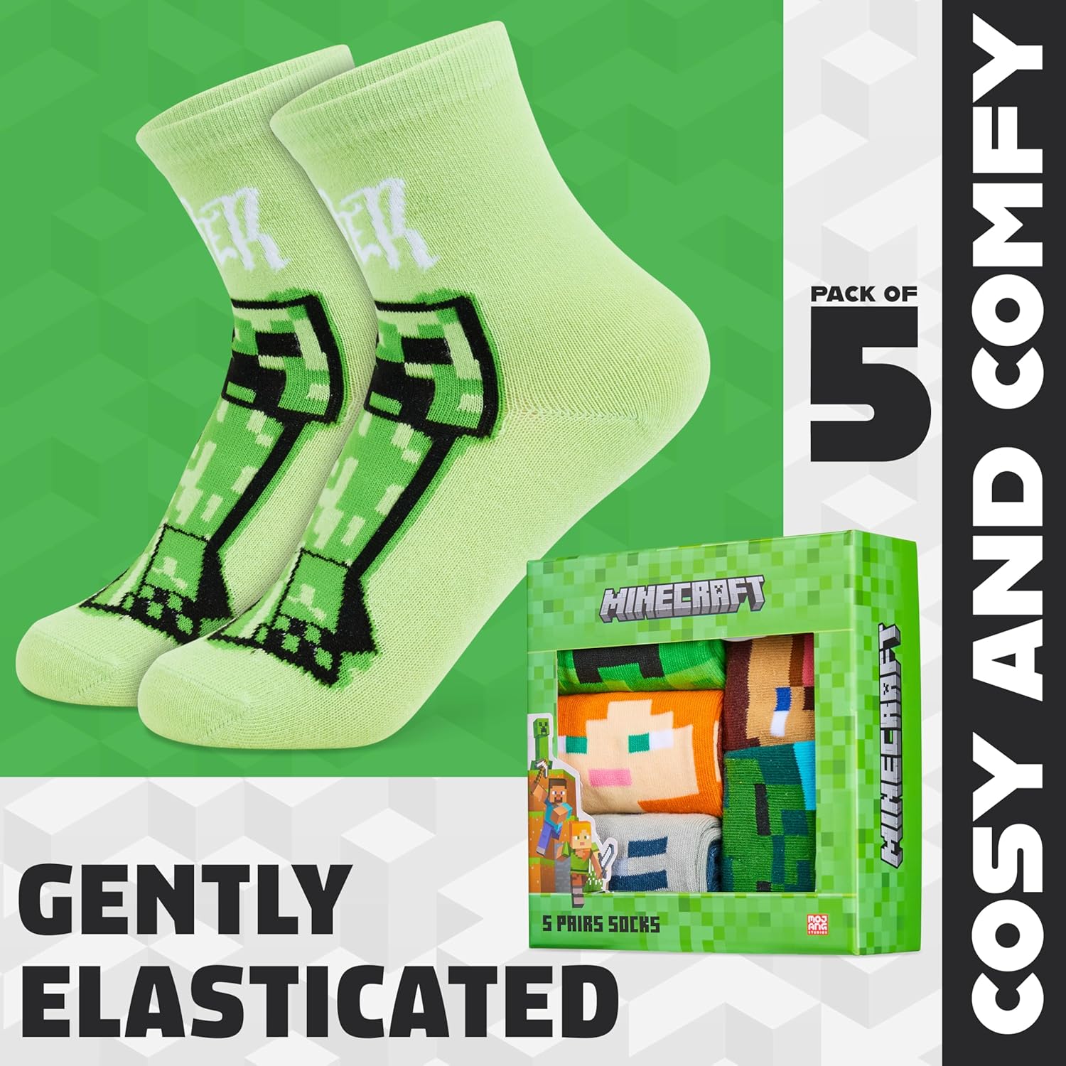 Minecraft Boys Calf Socks Boys Minecraft Design