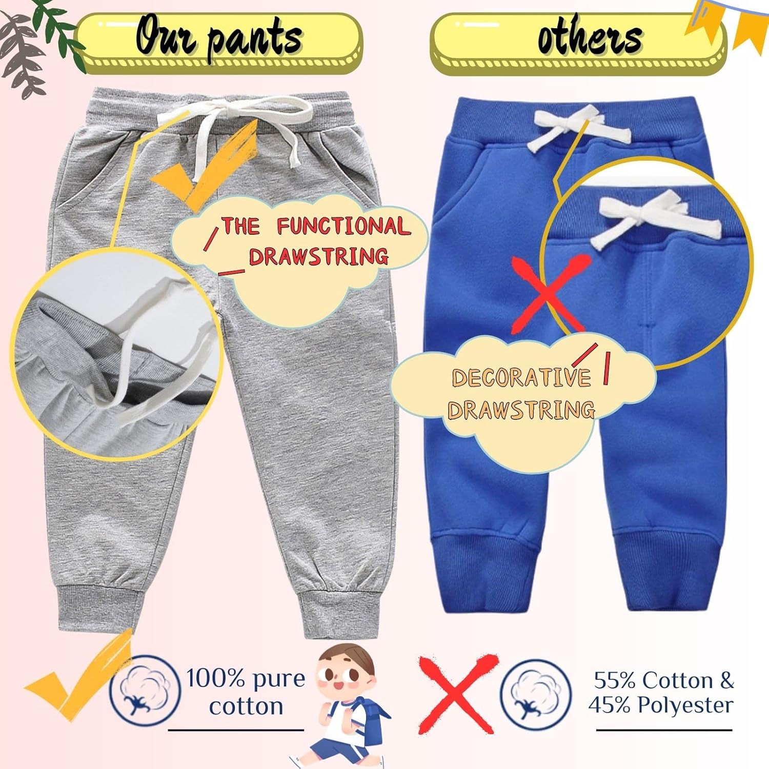 Comfortable dinosaur-themed 2-pack sweatpants for boys