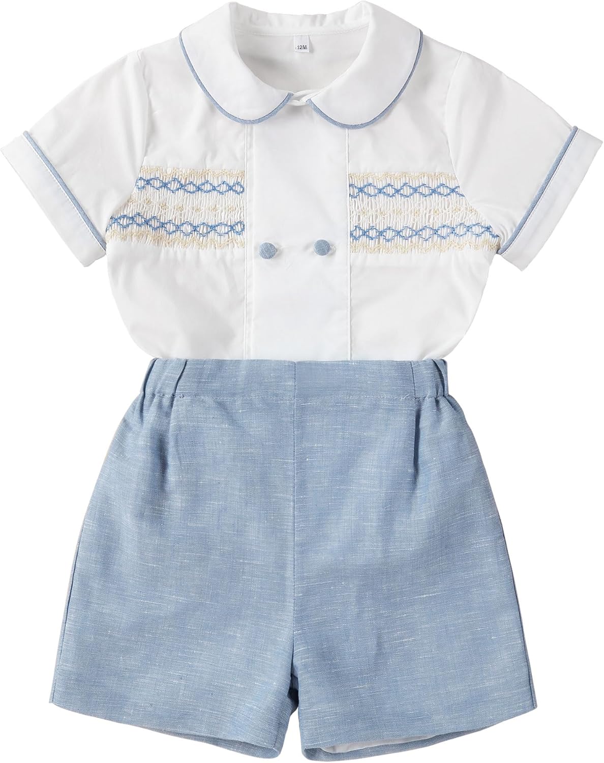 Twoflower Smocked-Cotton Toddler Boy Outfit Set Summer