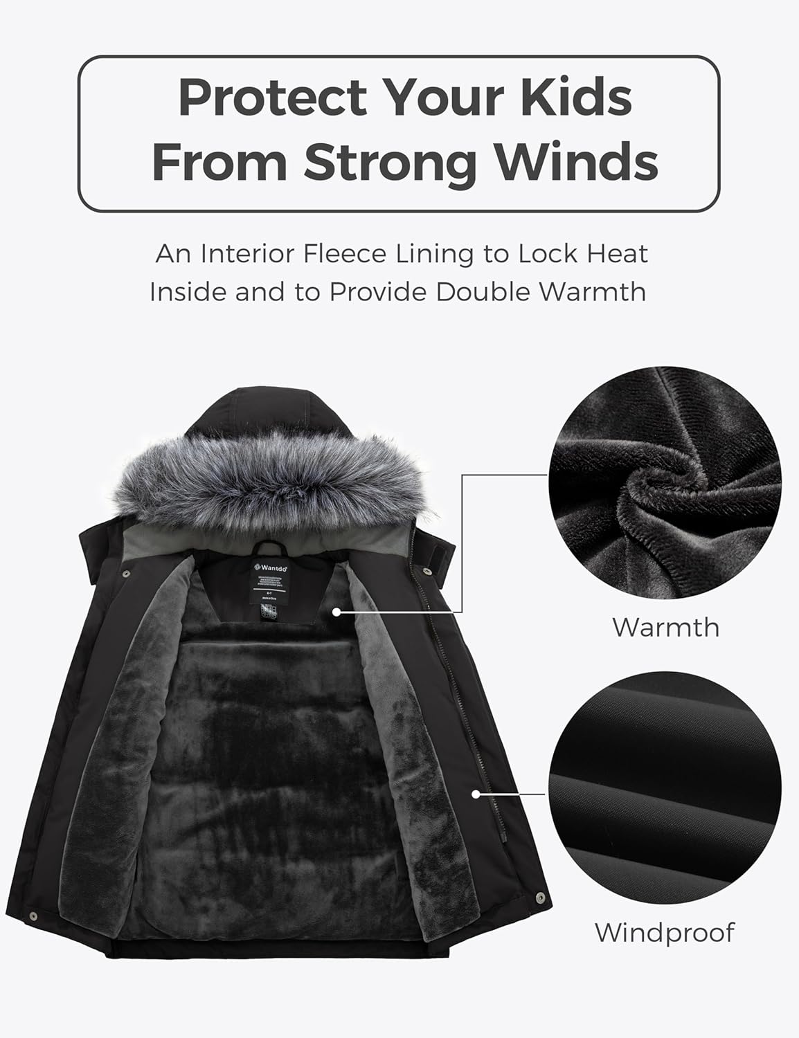 Wantdo Boys Winter Jacket waterproof puffer
