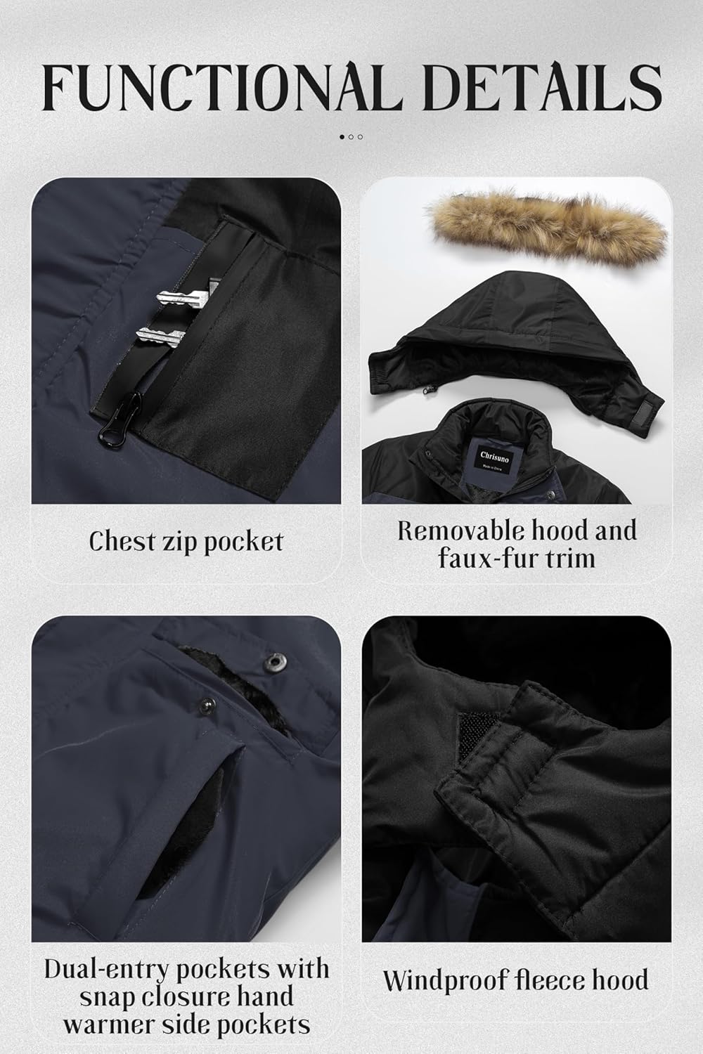 Chrisuno Kids Med-length Parka Winter Jacket waterproof insulating and stylish