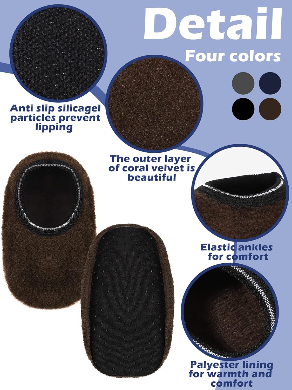 SATINIOR 4-Pair Kids Non-Slip Socks for Boys