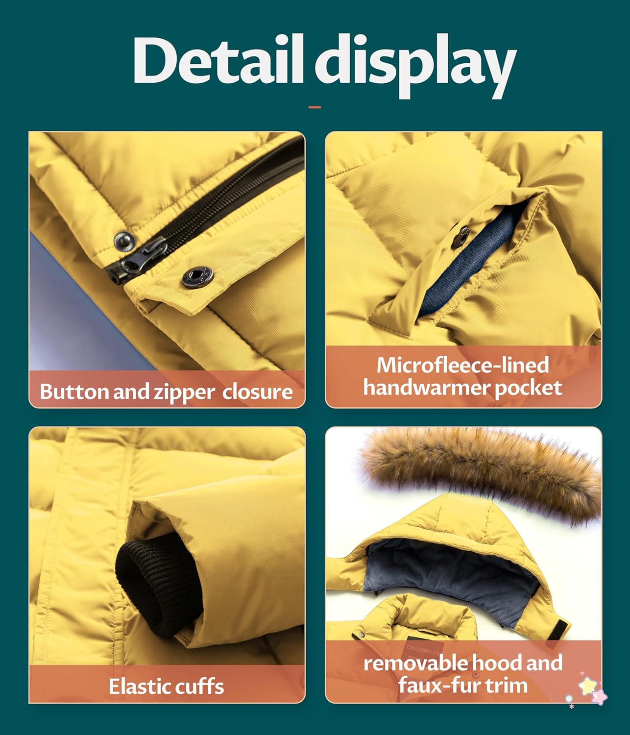 STAY DRY WARM - CREATMO USBoys Water-Resistant Winter Fleece Coats