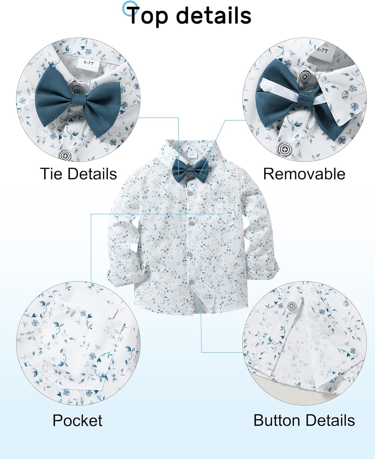YALLET Toddler Boy bowtie Dress Shirt Suspender PantsShot gun bundle