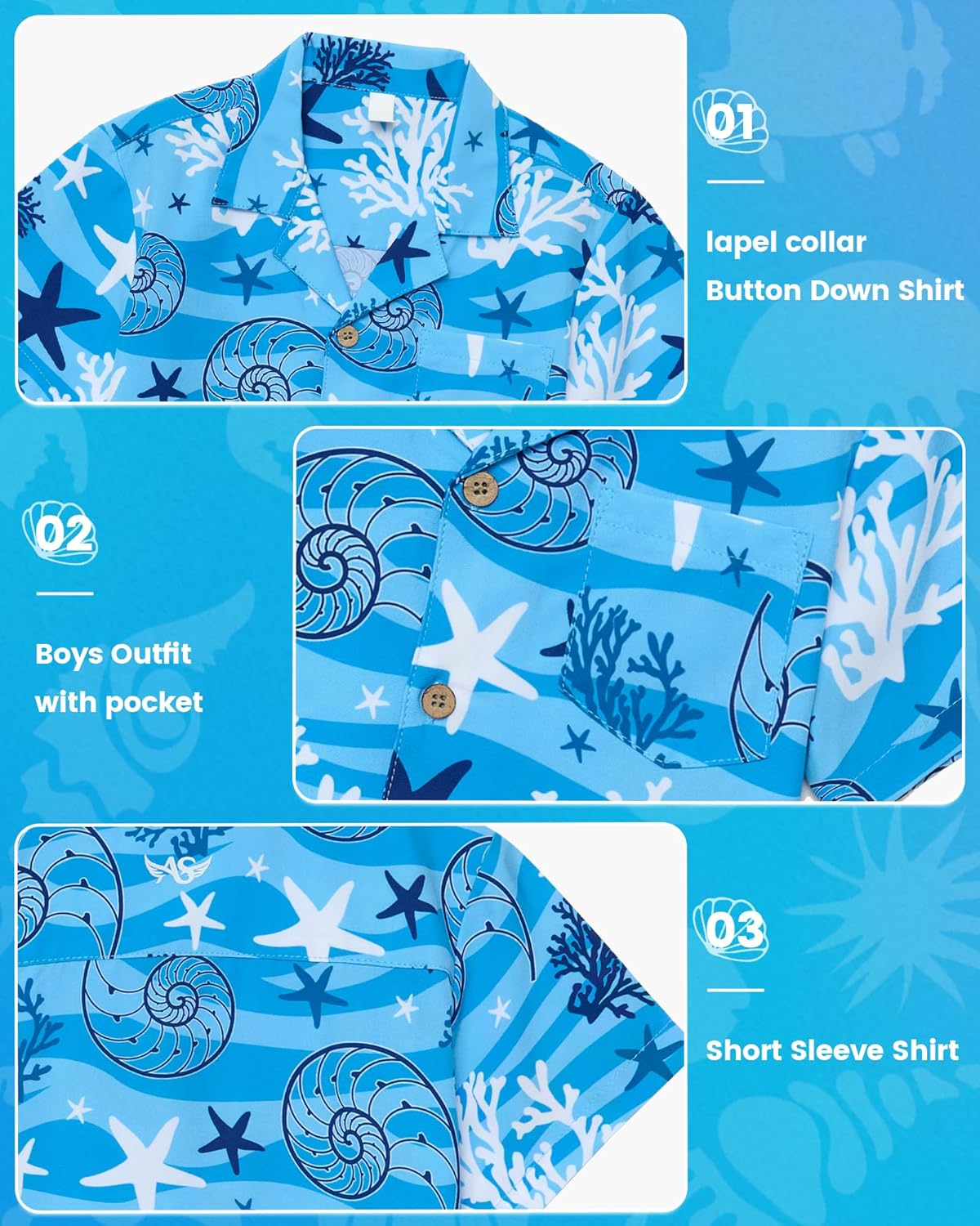 Hawaiian Boys Button Down Swim Set