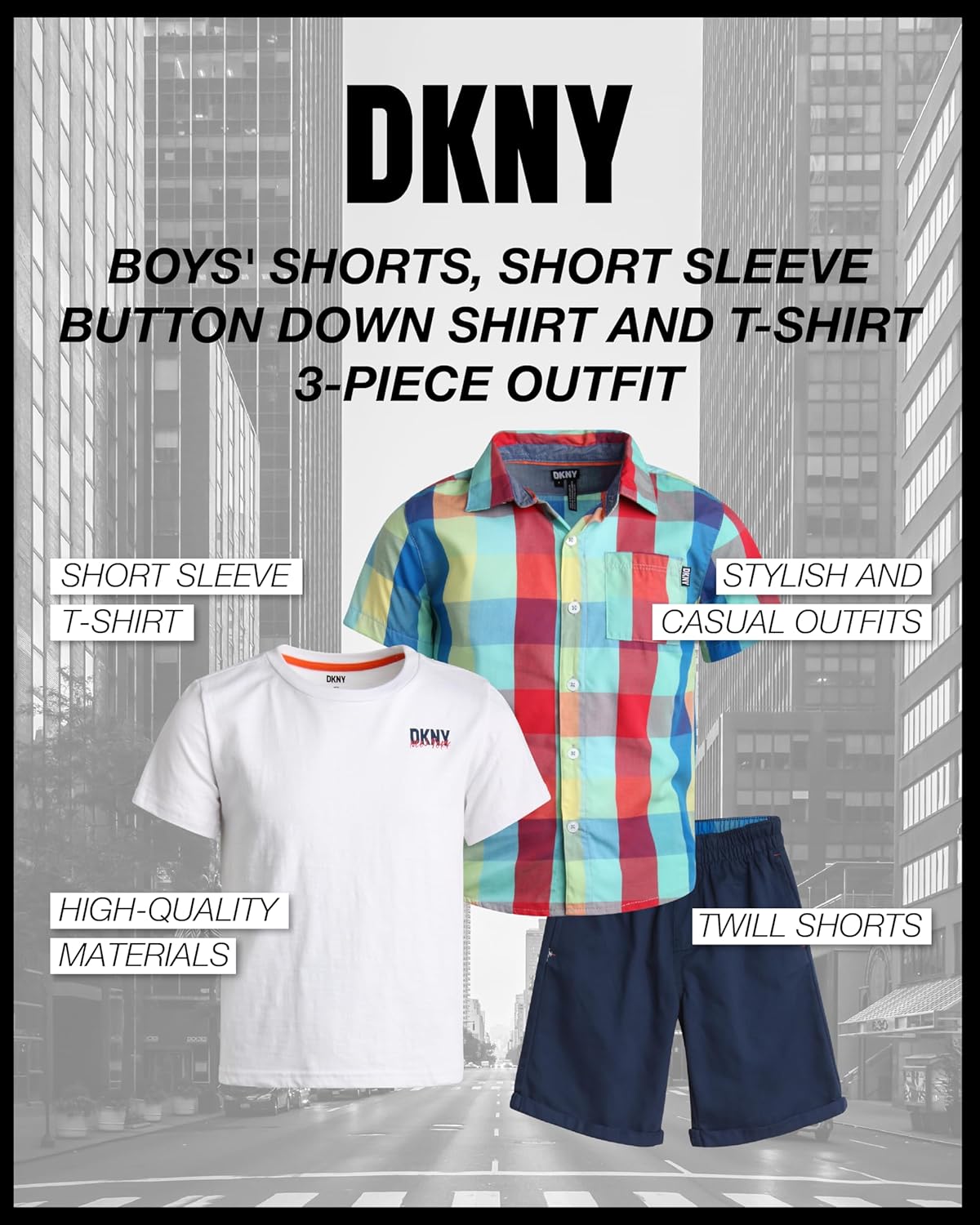 DKNY Boys 3 Piece Short Set for 2T-7
