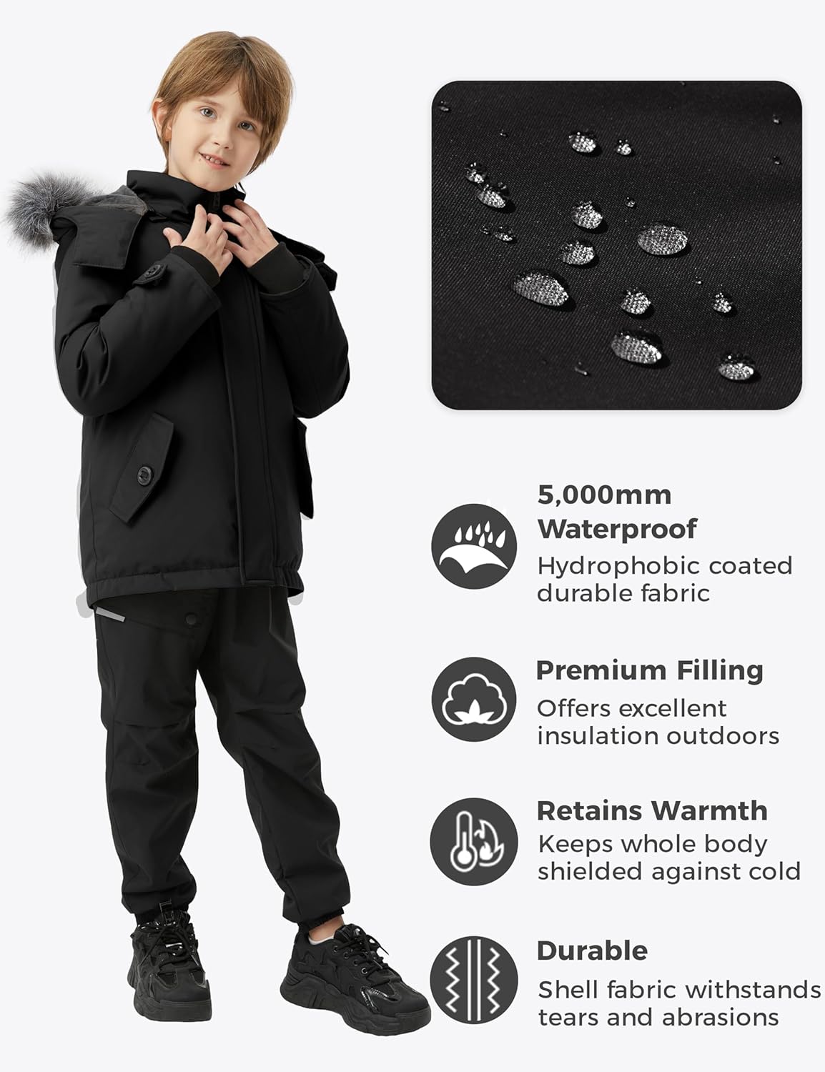 Wantdo Boys Winter Jacket waterproof puffer