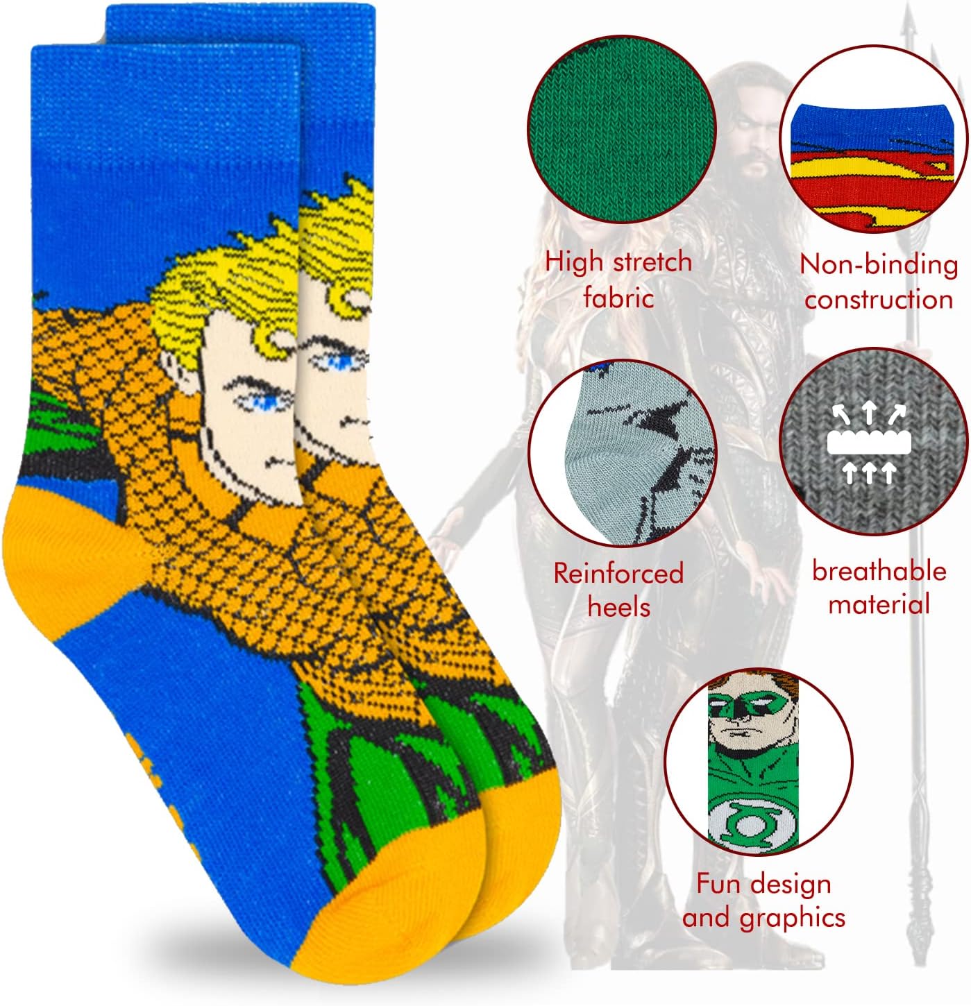 DC Comics Superheroes Socks for Kids Bat Man Cap Team