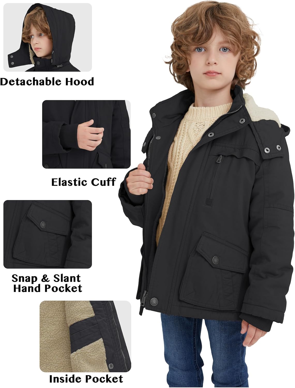 WenVen Boys Winter Thick Cotton Coat