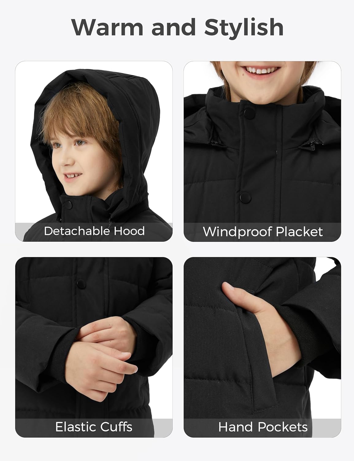 WANTDO Boys Waterproof Puffer Jacket with Hood - Stay warm dry all season long
